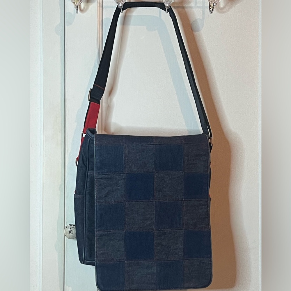 Charter Club patchwork denim messenger bag